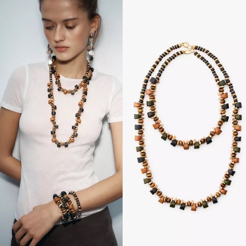 Zara Black and Gold Beaded Necklace